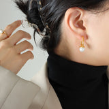 Veers Geometric Pearl Drop Earrings